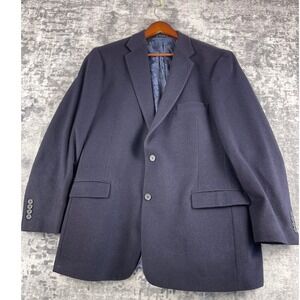 Turnbury Mens 46L Navy Blue 100% Camel Hair Blazer Paisley Lining Sport Coat
